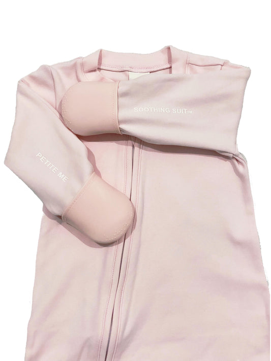 Petite Me Soothing Suit | Pink | Australia's First Ever Onsie With Soft Silicone Mittens For Your Baby's Itchy Gums. Essential For Your Baby's First Year Of Developement.