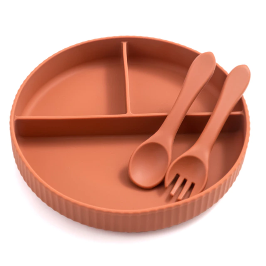 Silicone Non-Slip Section Plate, Fork & Spoon