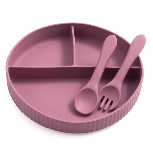 Silicone Non-Slip Section Plate, Fork & Spoon