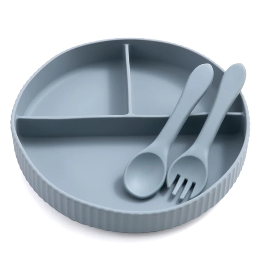 Silicone Non-Slip Section Plate, Fork & Spoon